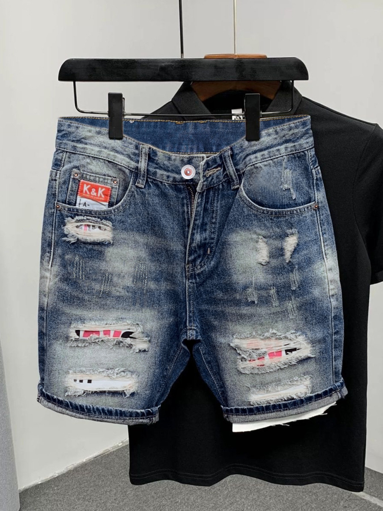 Street Fashion Korea - 2026 Summer Ripped Straight Men Denim