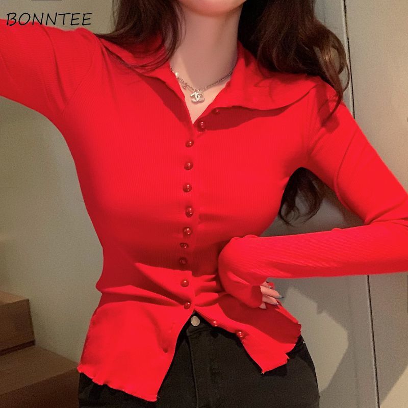 Street Fashion Korea - Shirts Women Skinny Elegant Simple Sexy