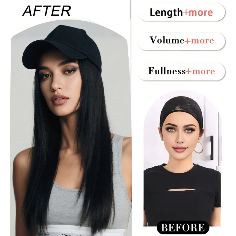 Fashion Black Wig Baseball Cap - Baseball Cap Fitted ulasan dan harga