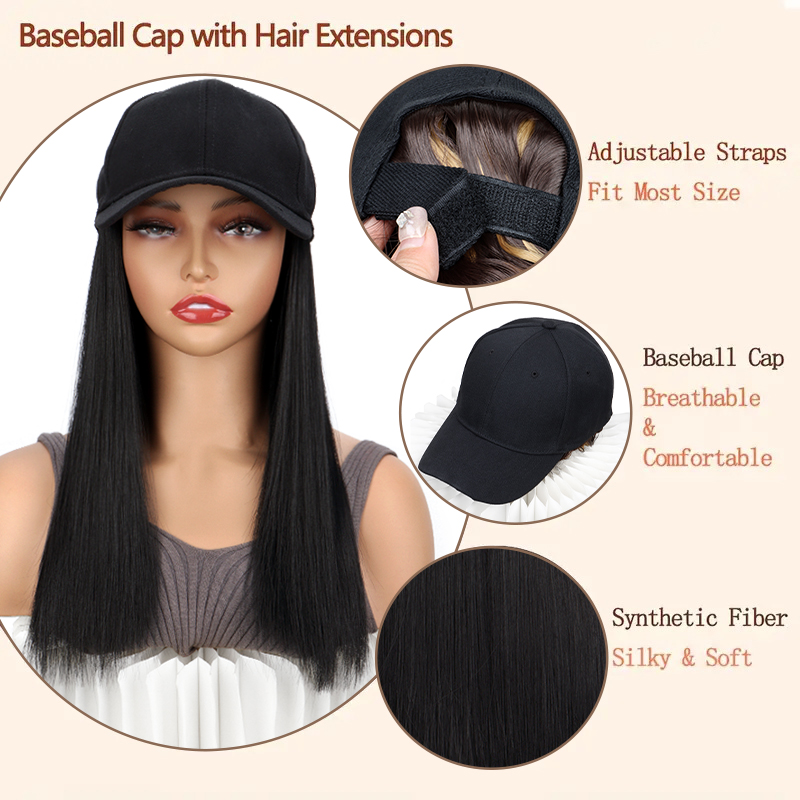 Fashion Black Wig Baseball Cap - Baseball Cap Fitted ulasan dan harga