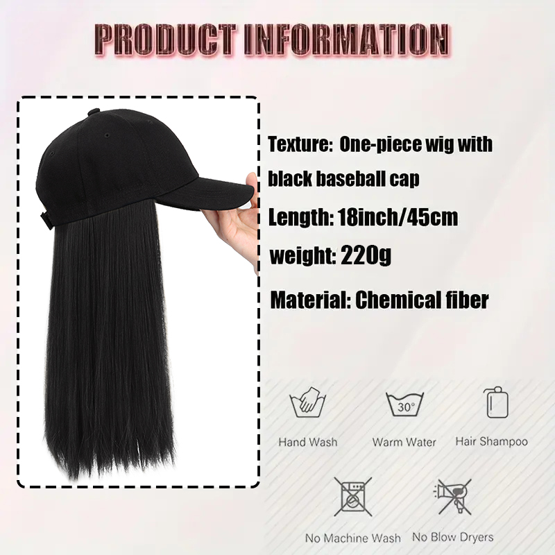 Fashion Black Wig Baseball Cap - Baseball Cap Fitted ulasan dan harga