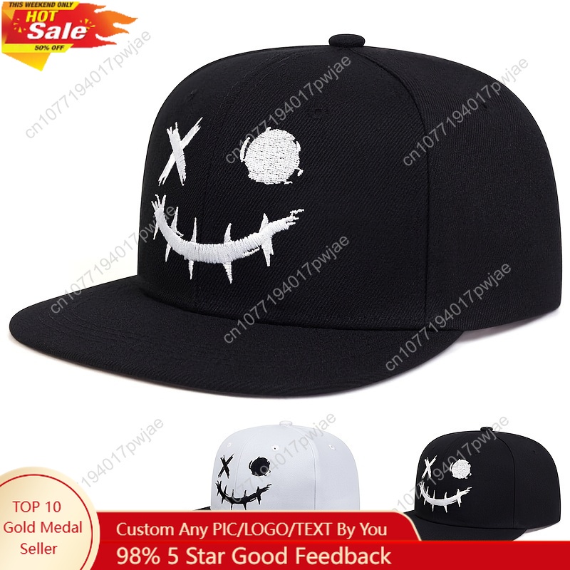 Men's Smile Face Hip Hop  - Baseball Cap Fitted ulasan dan harga