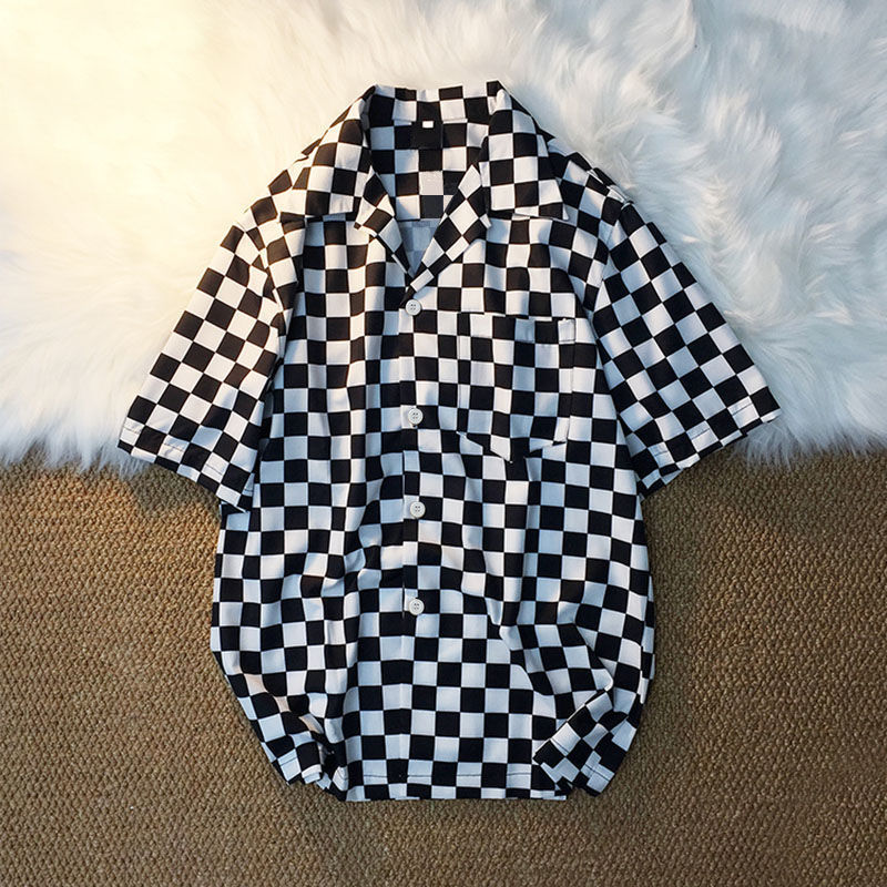 Checkerboard Oversized Shirt W - Street Fashion Korea ulasan dan harga