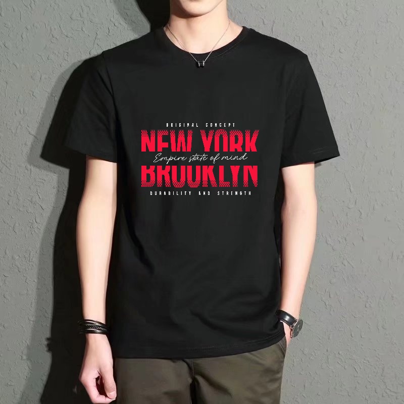 Men's Black Round-Neck Short-S - Street Fashion In New York ulasan dan harga