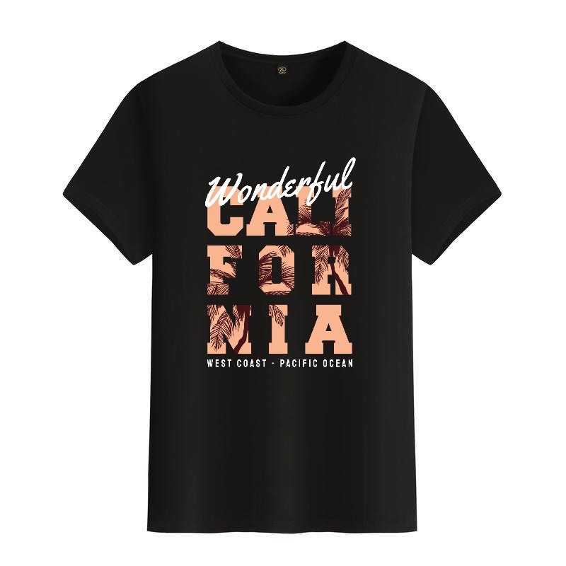 Men's Black Round-Neck Short-S - Street Fashion California ulasan dan harga