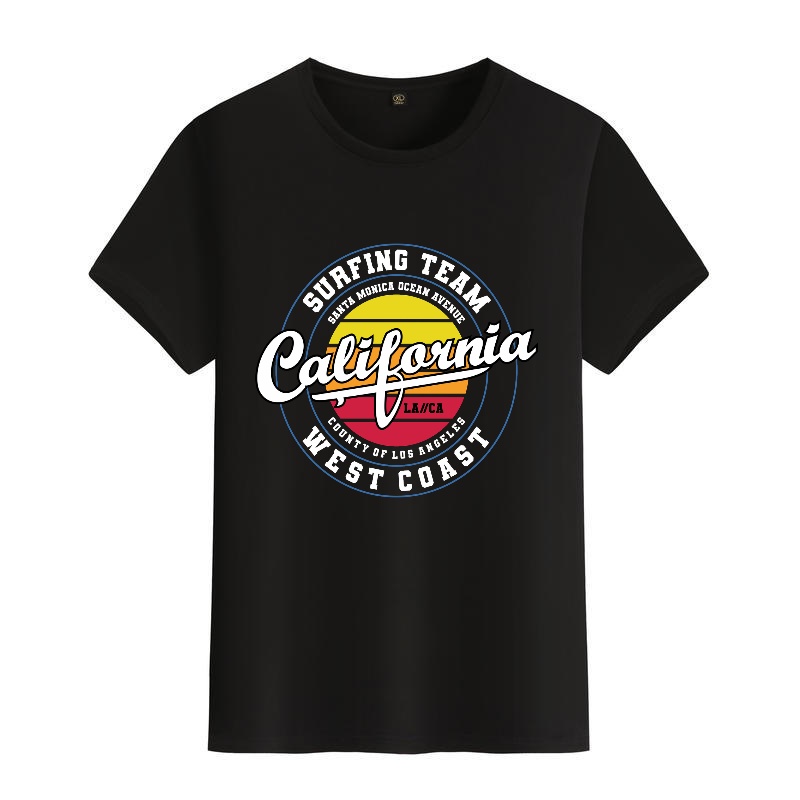 Men's Black Crew Neck Short-Sl - Street Fashion California ulasan dan harga