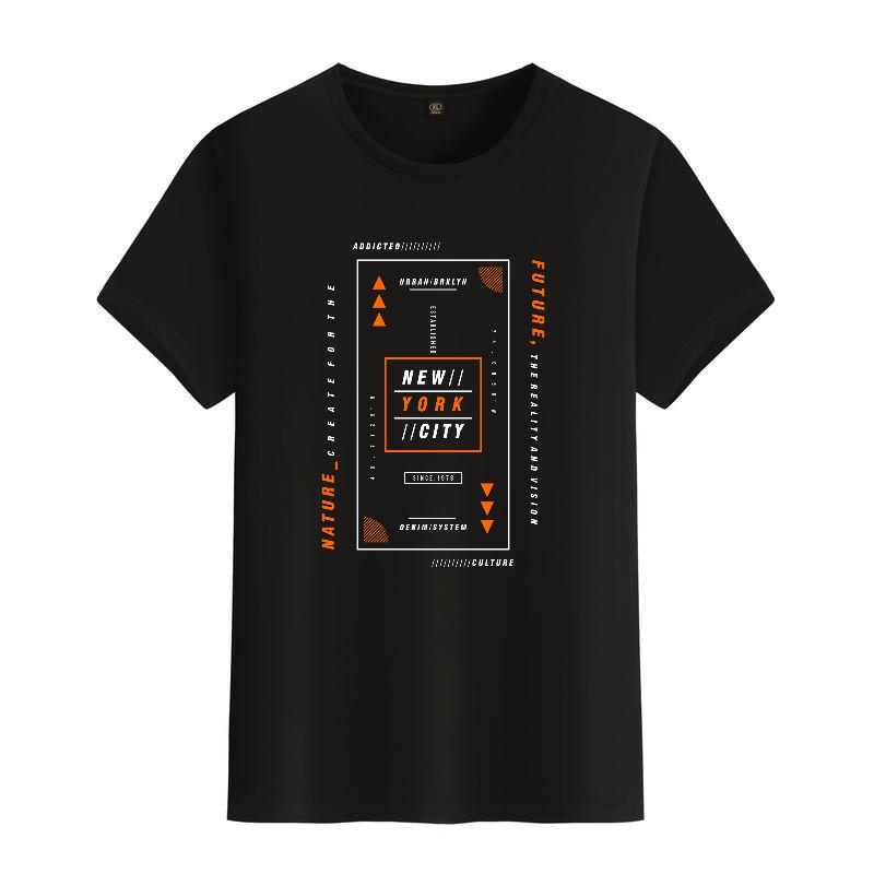 Men's Black Round-Neck Short-S - Street Fashion In New York ulasan dan harga