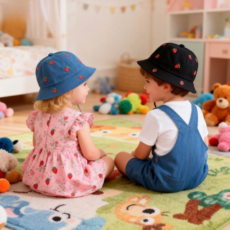 Girl Fisherman Hat with Strawb - Street Fashion News ulasan dan harga