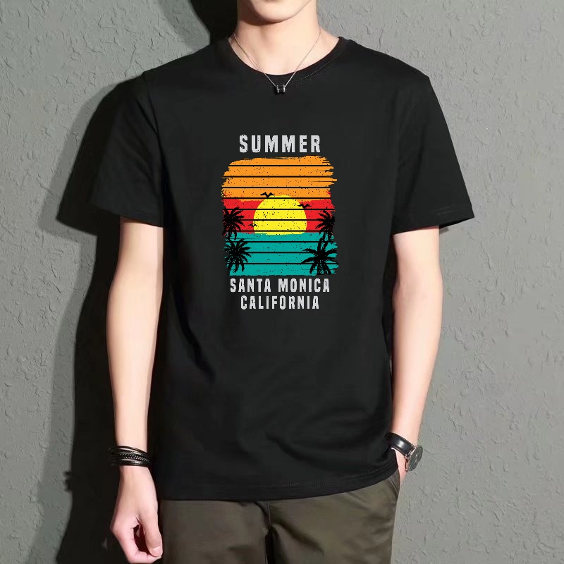 Men's Black Round Neck Short-S - Street Fashion California ulasan dan harga