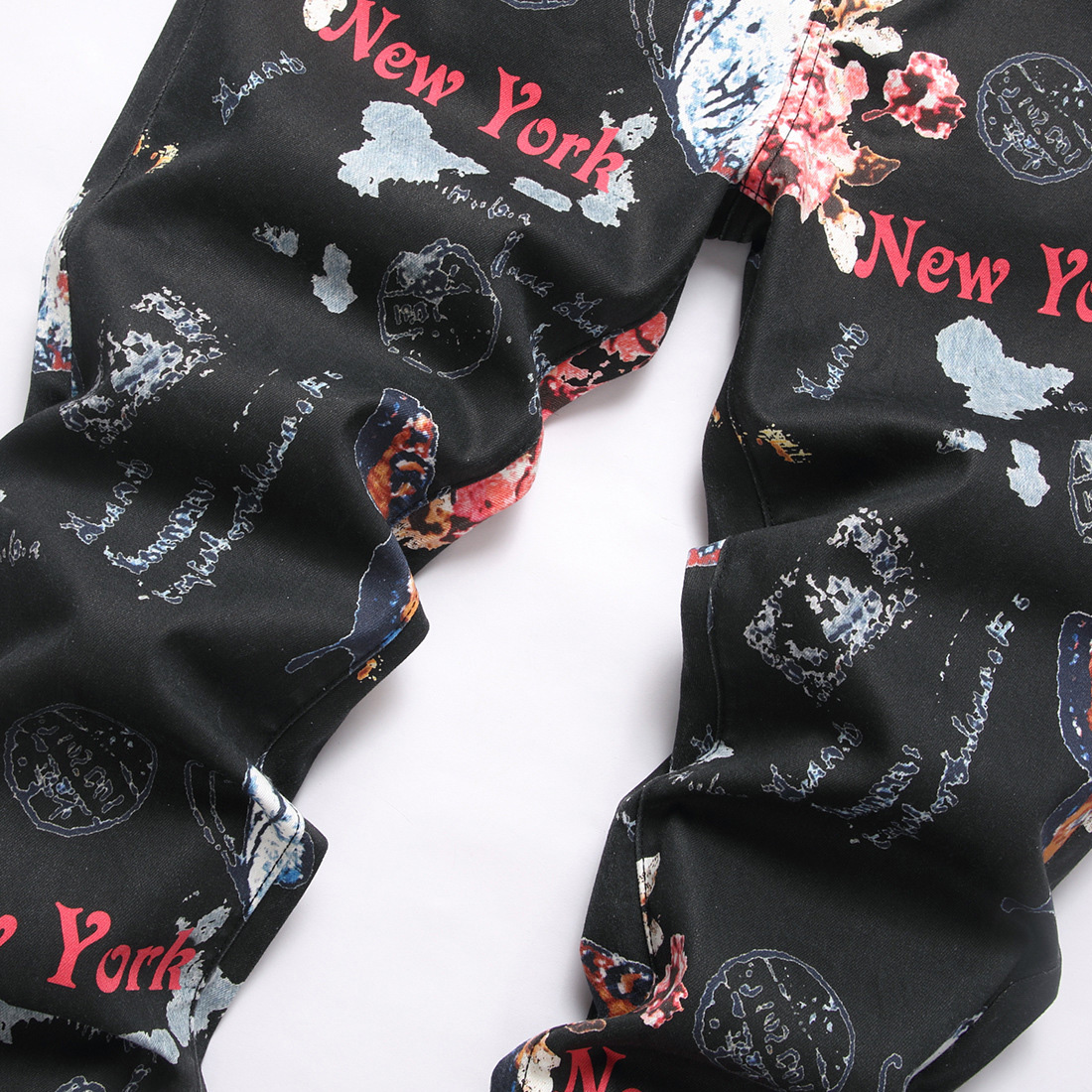 Men Digital Print Jeans Fashio - Street Fashion In New York ulasan dan harga