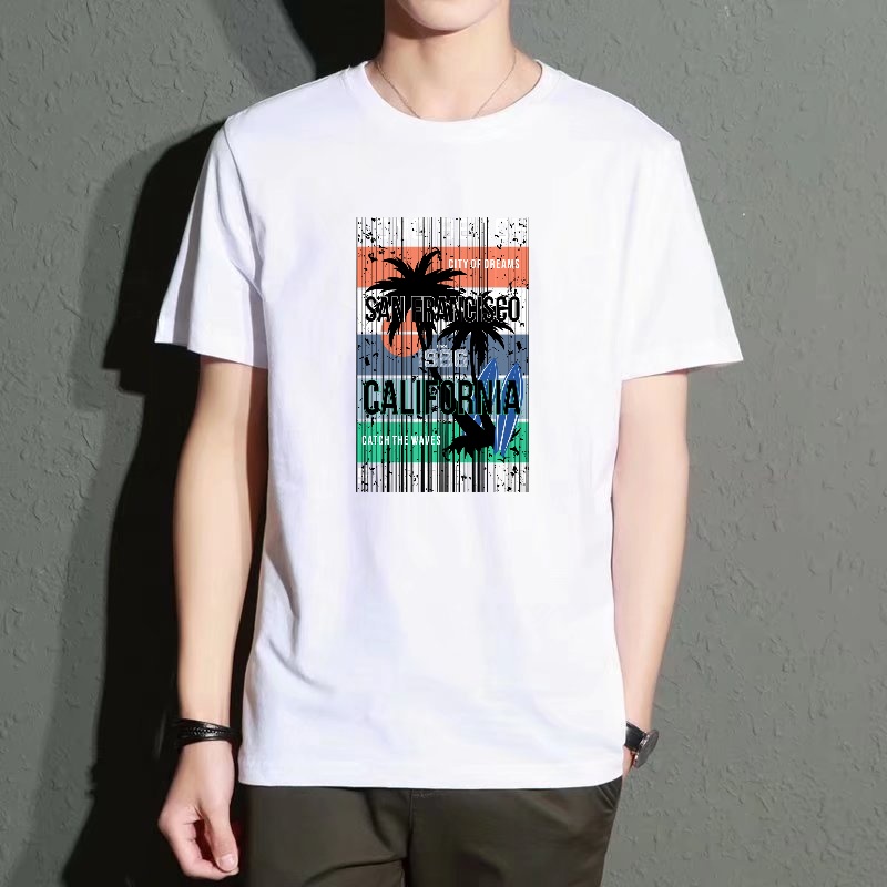 Men's Black Crew Neck Short-Sl - Street Fashion California ulasan dan harga