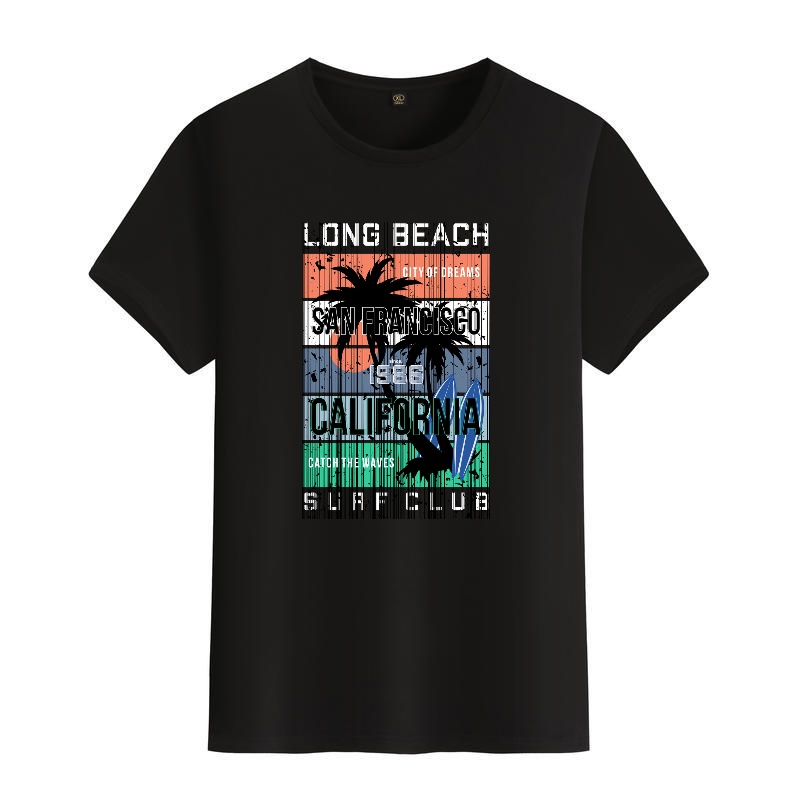 Men's Black Crew Neck Short-Sl - Street Fashion California ulasan dan harga
