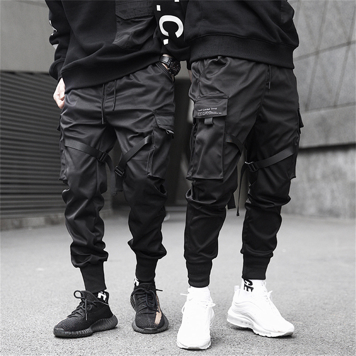 Black Hip Hop Cargo Pants Summ - Street Fashion Korea ulasan dan harga