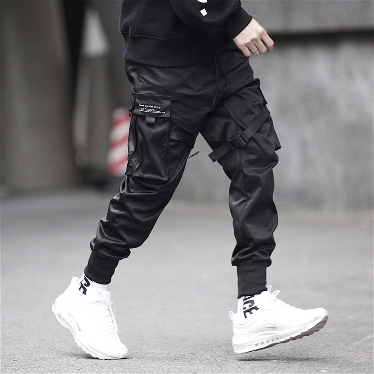Black Hip Hop Cargo Pants Summ - Street Fashion Korea ulasan dan harga