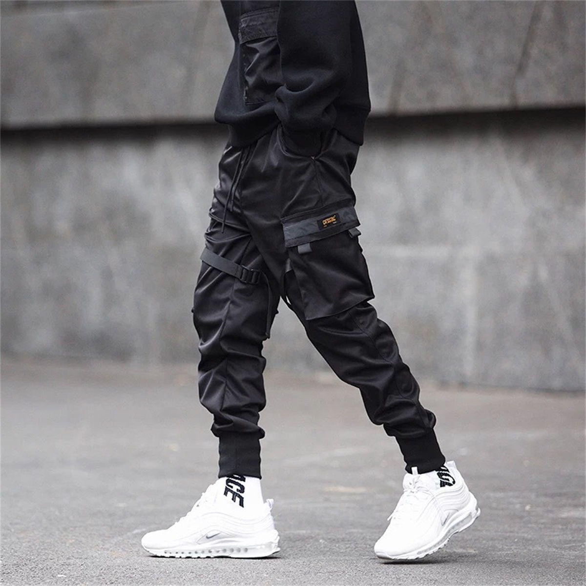 Black Hip Hop Cargo Pants Summ - Street Fashion Korea ulasan dan harga