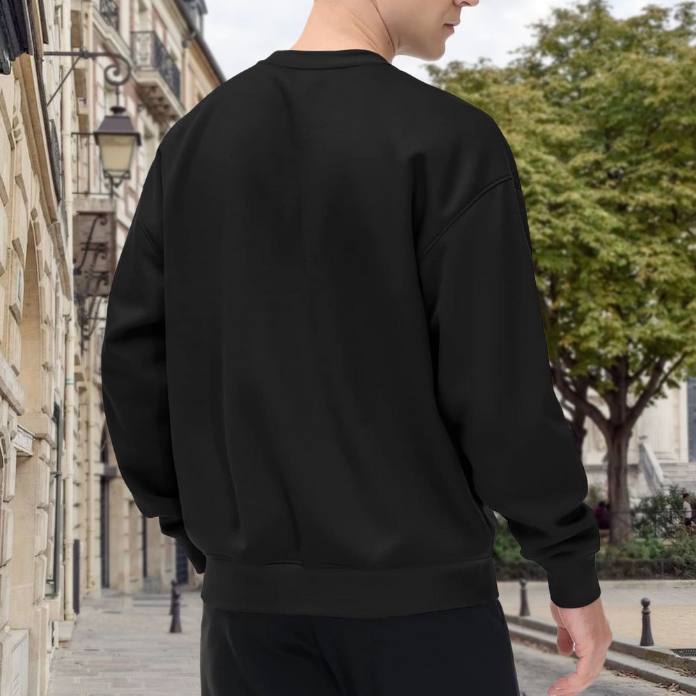 Men's Black Crewneck Sweatshir - Street Fashion California ulasan dan harga