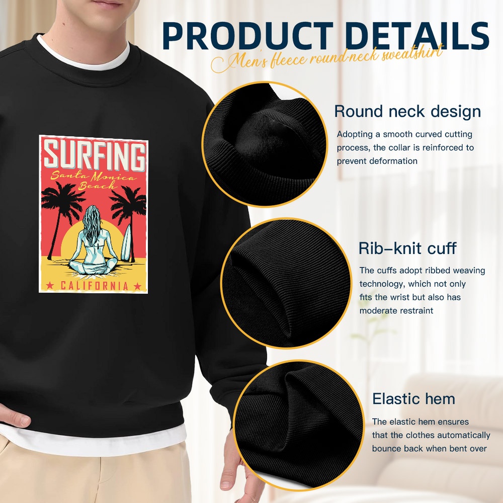 Men's Black Crewneck Sweatshir - Street Fashion California ulasan dan harga
