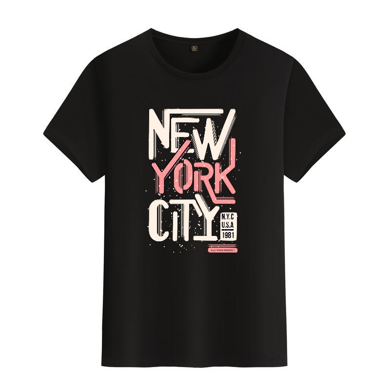 Men's Black Round-Neck Short-S - Street Fashion In New York ulasan dan harga