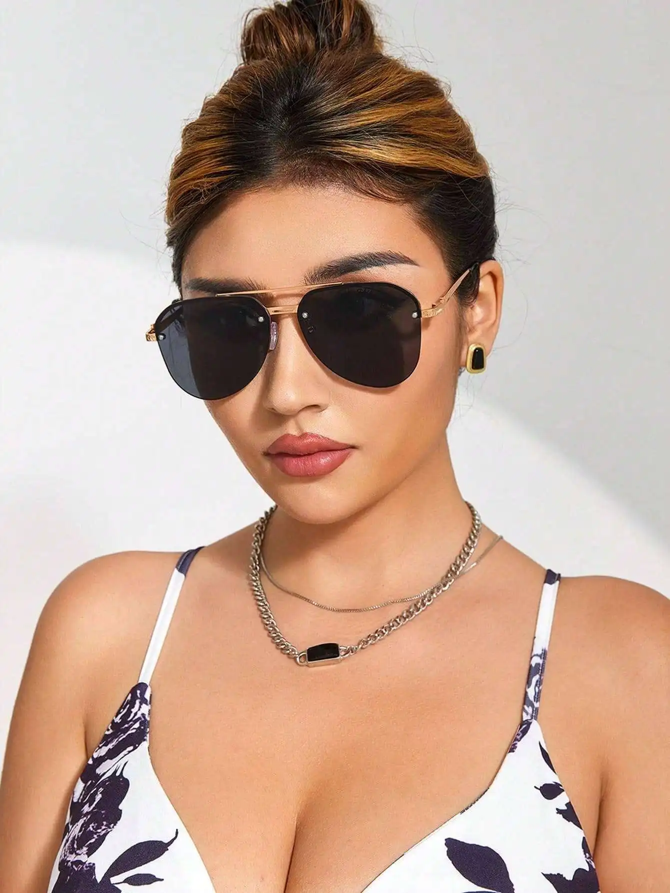 1 Pair Copper-Tone Aviator Fra - Street Fashion Events ulasan dan harga