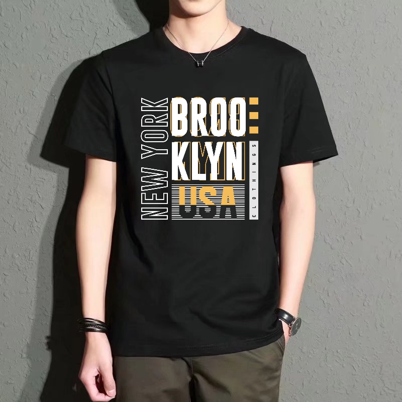 Men's Black Round-Neck Short-S - Street Fashion In New York ulasan dan harga