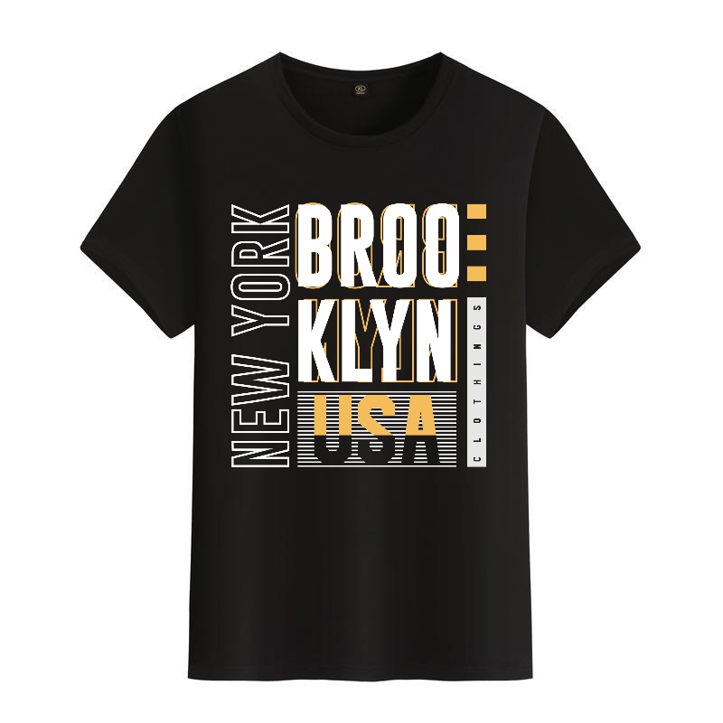 Men's Black Round-Neck Short-S - Street Fashion In New York ulasan dan harga