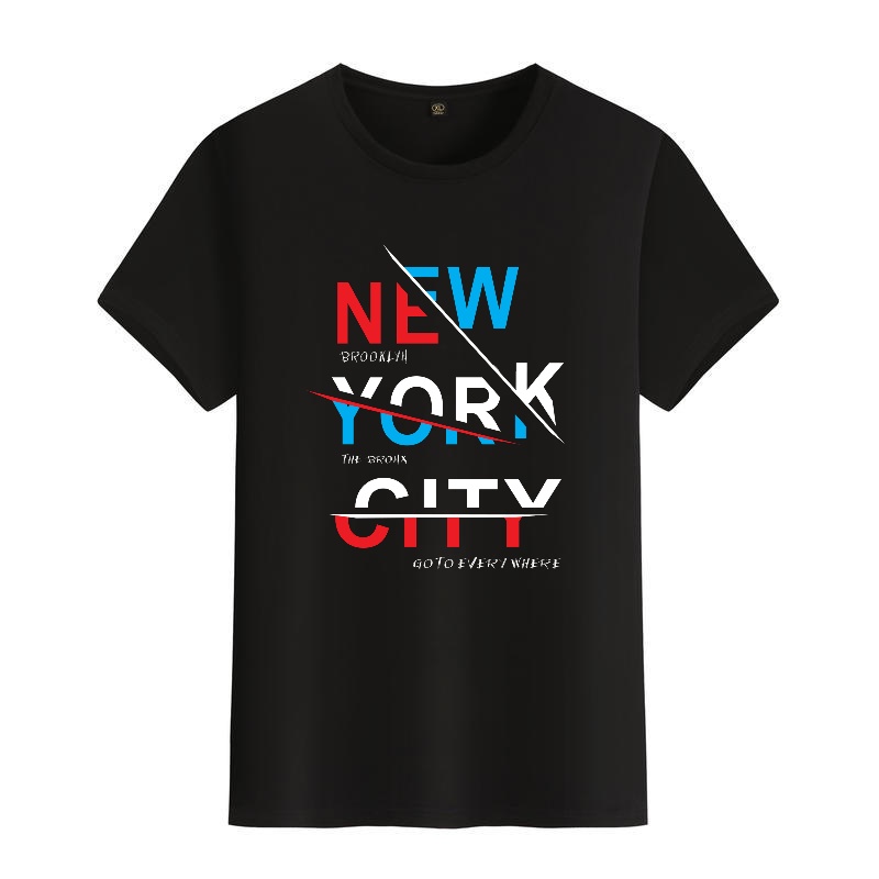 Men's Black Round-Neck Short-S - Street Fashion In New York ulasan dan harga
