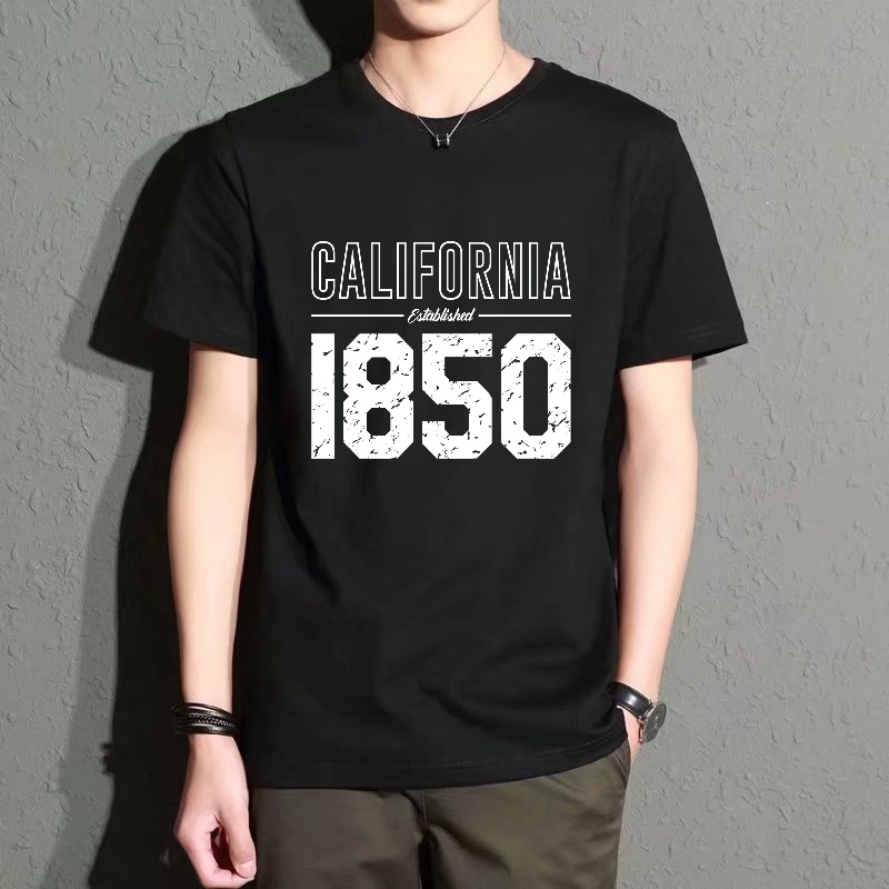 Men's Black Round-Neck Short-S - Street Fashion California ulasan dan harga
