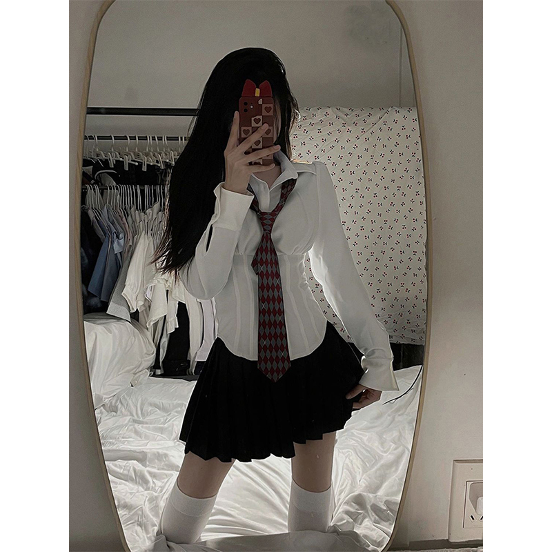 Y2K White Shirts Women Streetw - Street Fashion Korea ulasan dan harga