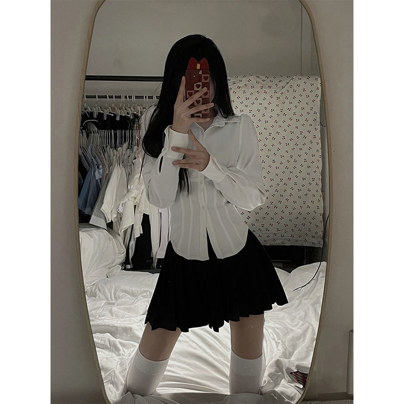 Y2K White Shirts Women Streetw - Street Fashion Korea ulasan dan harga