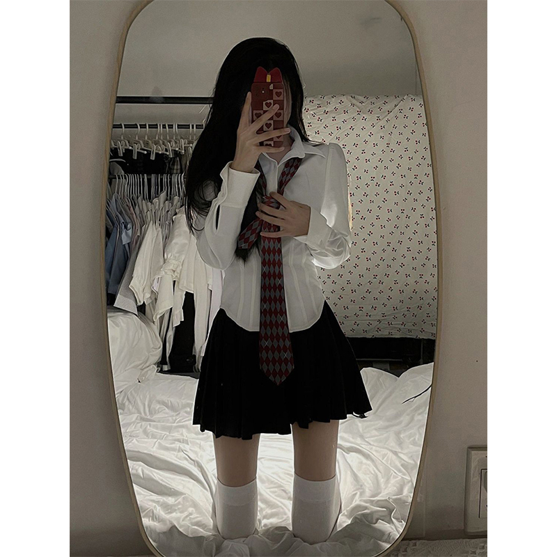 Y2K White Shirts Women Streetw - Street Fashion Korea ulasan dan harga