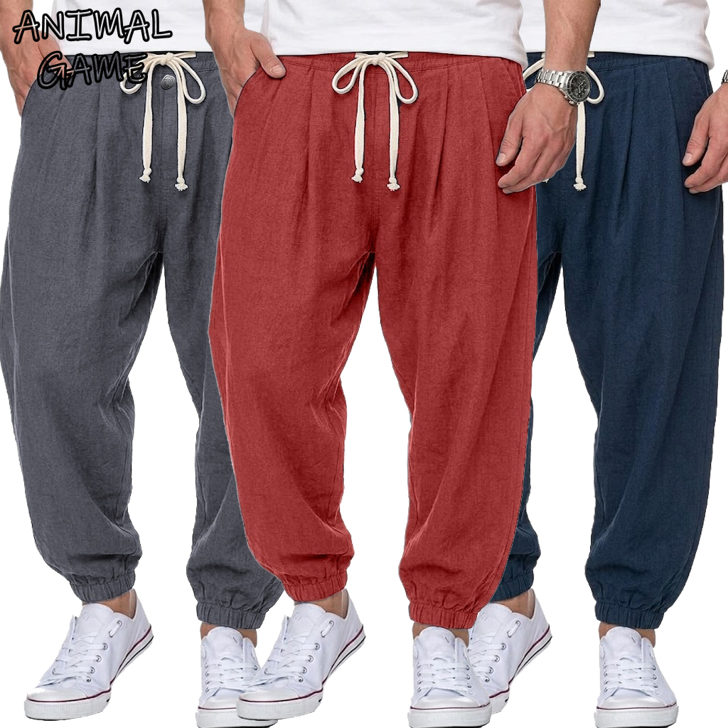 Men's Cotton Linen Pants Korea - Street Fashion Korea ulasan dan harga