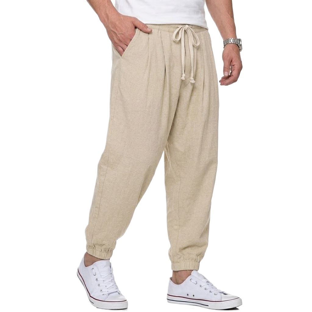 Men's Cotton Linen Pants Korea - Street Fashion Korea ulasan dan harga