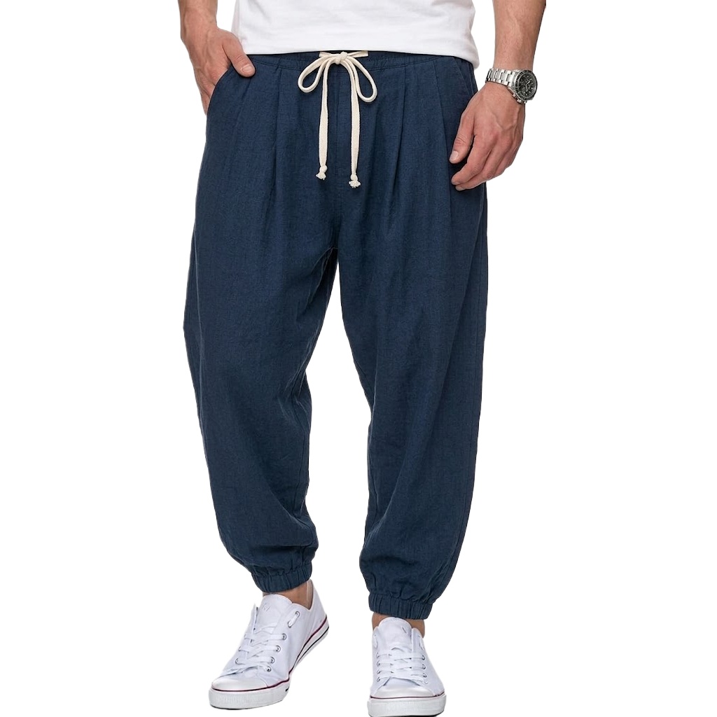 Men's Cotton Linen Pants Korea - Street Fashion Korea ulasan dan harga