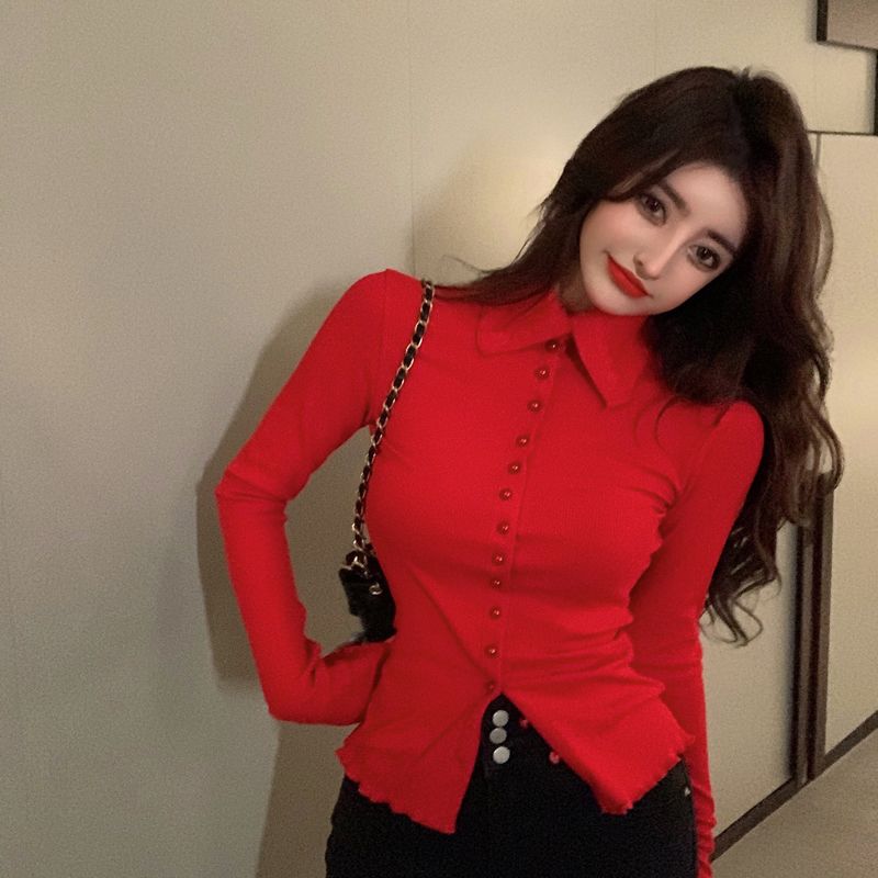 Shirts Women Skinny Elegant Si - Street Fashion Korea ulasan dan harga
