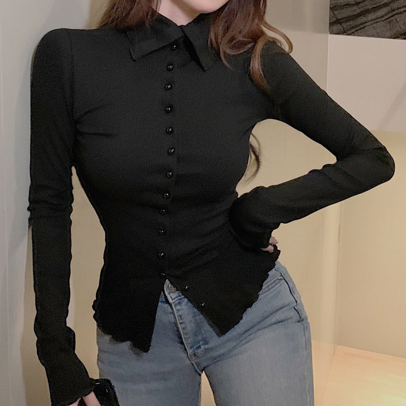 Shirts Women Skinny Elegant Si - Street Fashion Korea ulasan dan harga
